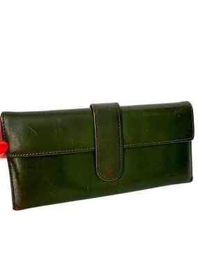 HOBO INTERNATIONAL Green Leather Wallet With Snap closure